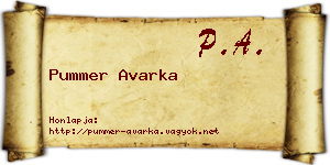 Pummer Avarka névjegykártya